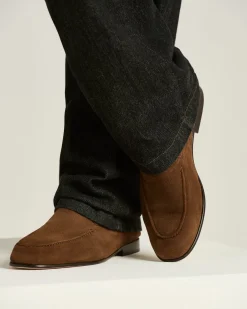 SUEDE LOAFERS IN BROWN GOATSKIN
