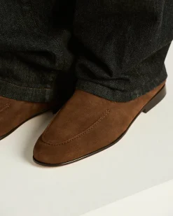 SUEDE LOAFERS IN BROWN GOATSKIN