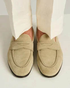SUEDE LOAFERS LIGHT BEIGE CALFSKIN