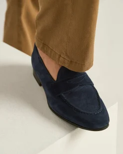 SUEDE LOAFERS OCEAN BLUE CALFSKIN