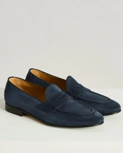 SUEDE LOAFERS OCEAN BLUE CALFSKIN