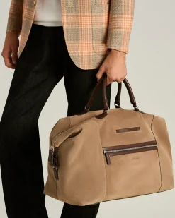 SUEDE WEEKEND HOLDALL SLATE IN GREY CALFSKIN