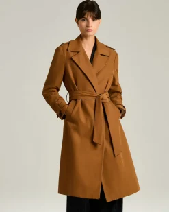 TAILORED COTTON AND LEATHER TRENCH COAT