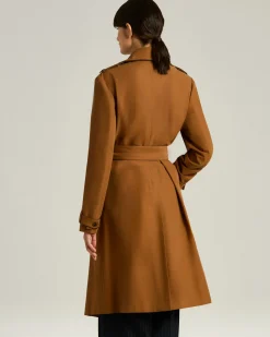 TAILORED COTTON AND LEATHER TRENCH COAT