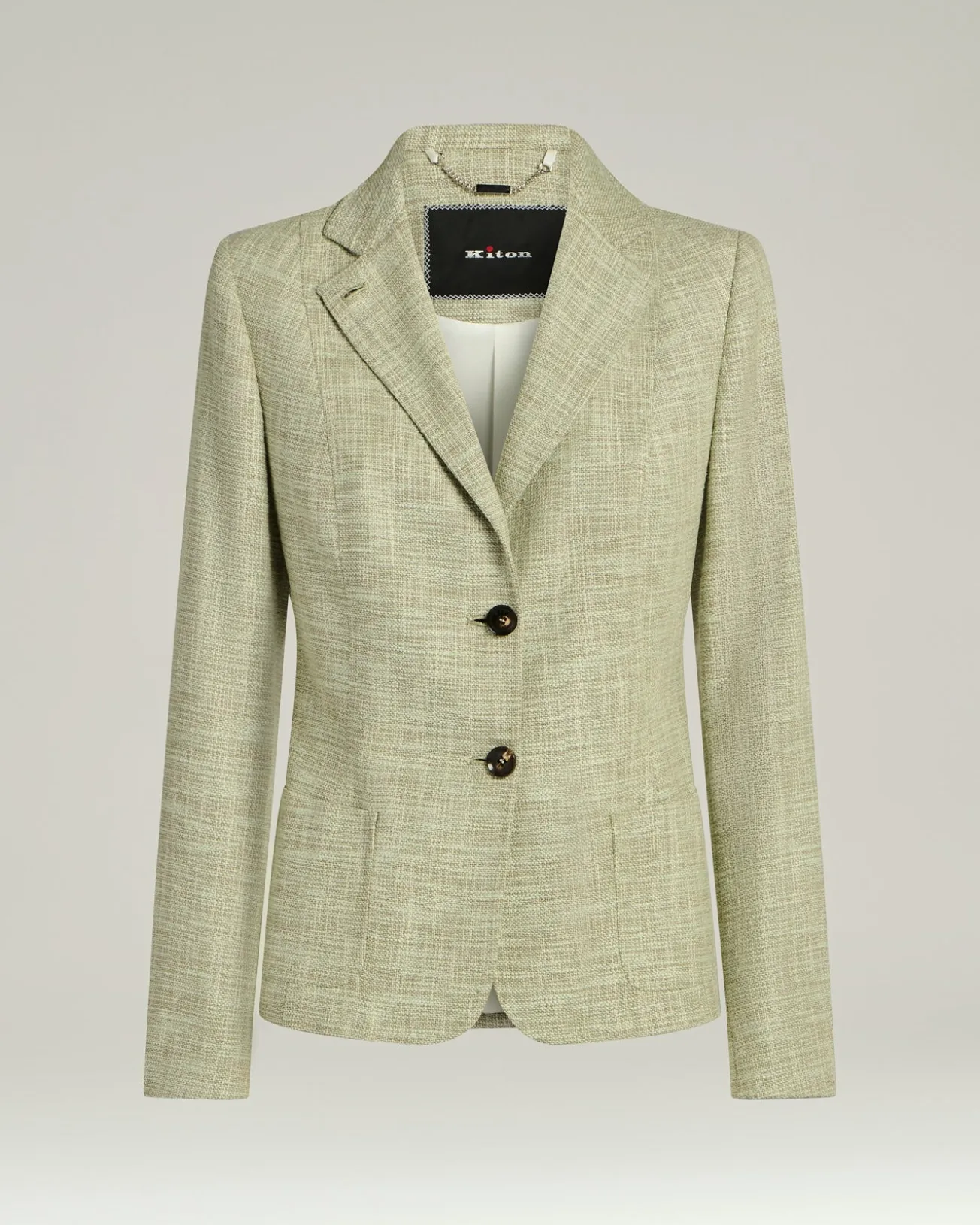 TAILORED JACKET IN FINE YARNS GREEN VIRGIN WOOL, SILK AND COTTON BLEND