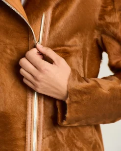 TAILORED LAMB FUR JACKET IN BEIGE