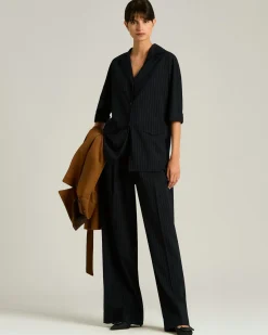 TAILORED LIGHTWEIGHT WOOL BLACK TROUSERS