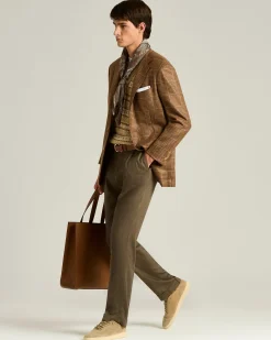 TAILORED LINEN AND WOOL TROUSERS