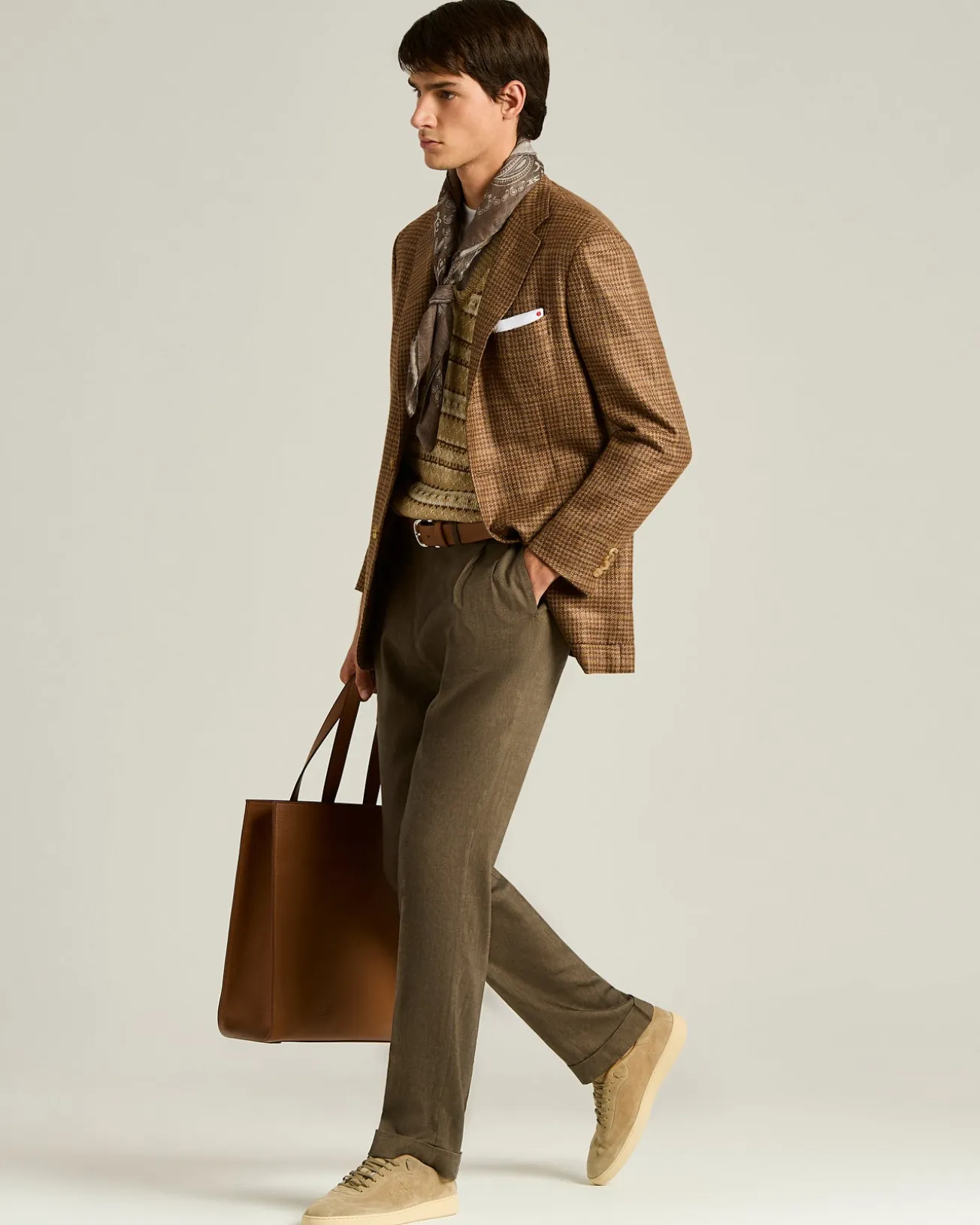 TAILORED LINEN AND WOOL TROUSERS