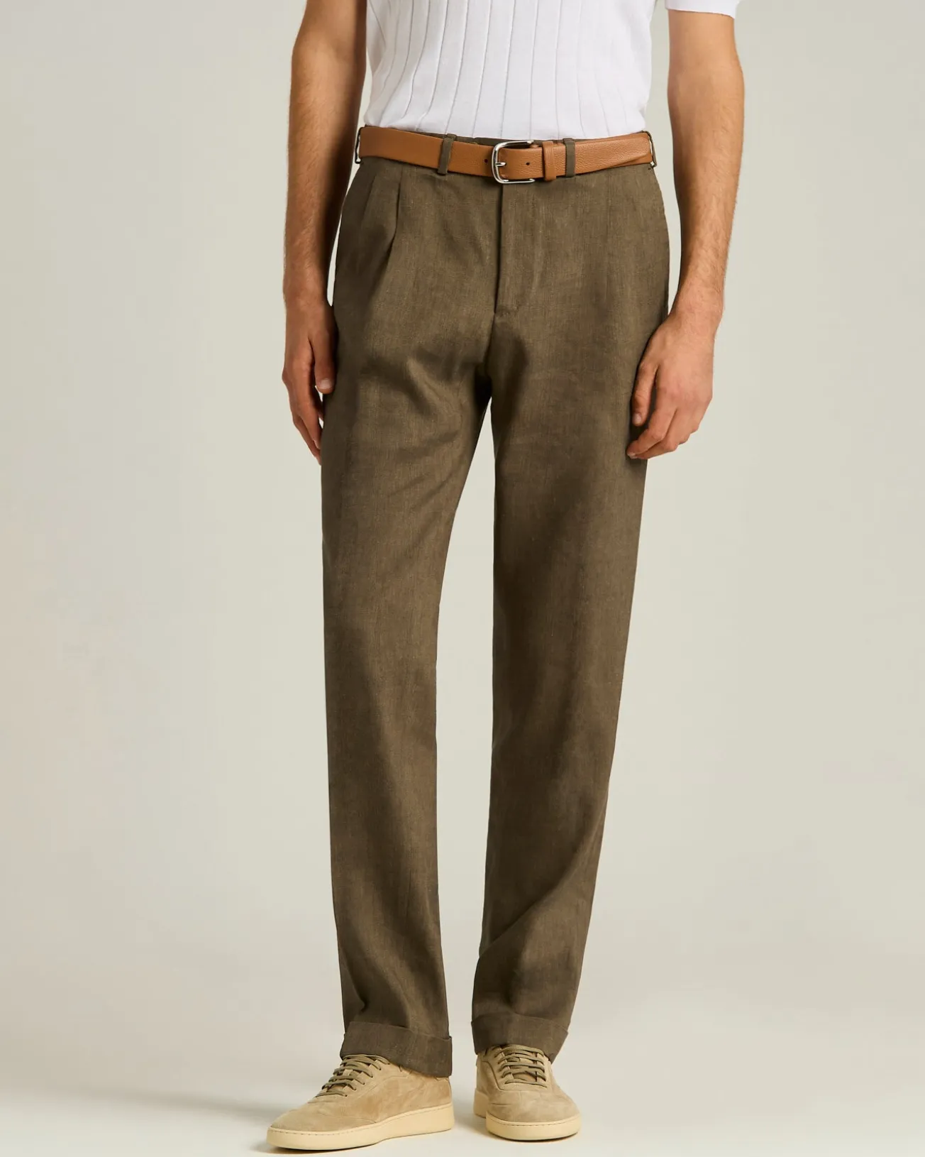 TAILORED LINEN AND WOOL TROUSERS