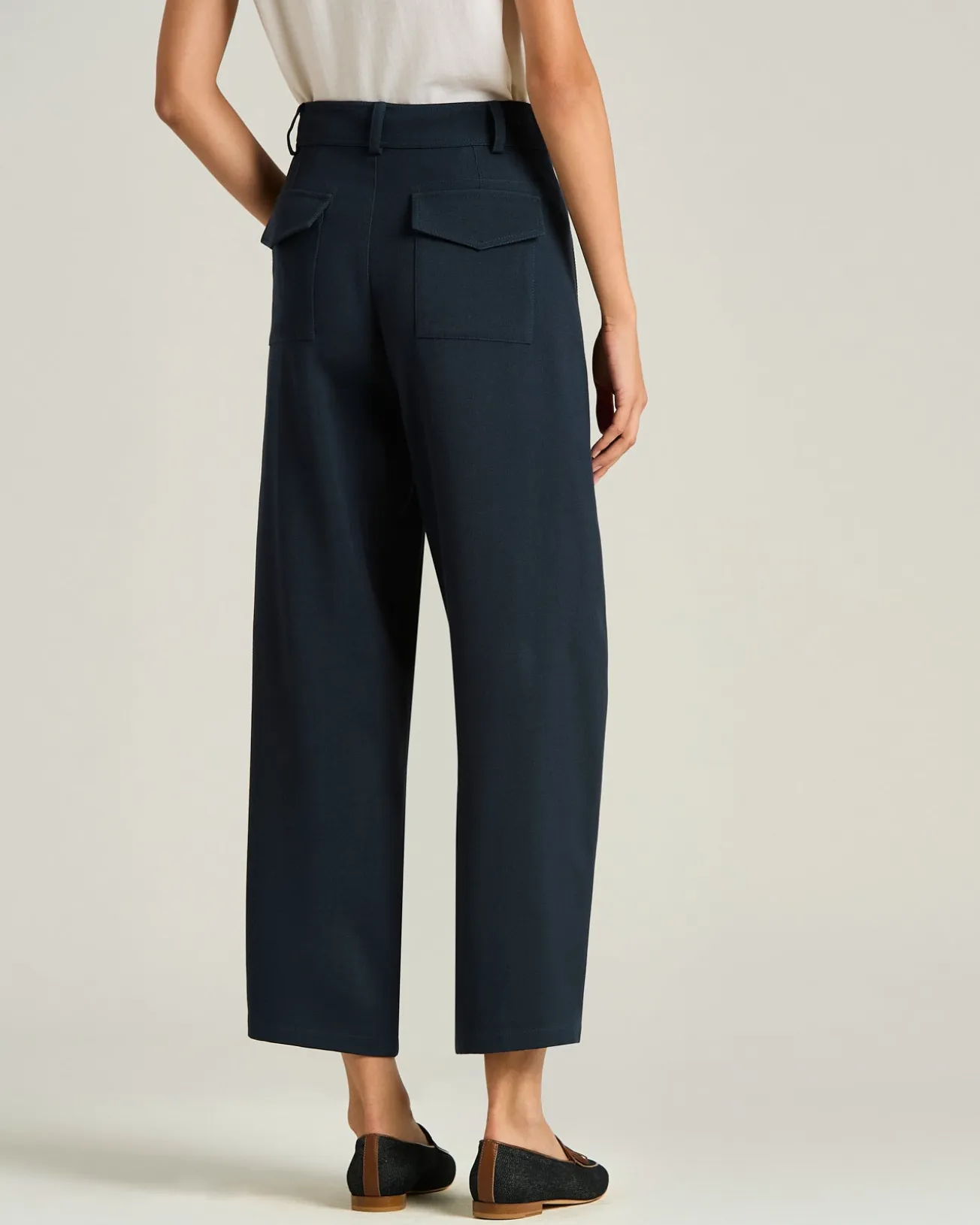 TAILORED WOOL AND SILK TROUSERS IN BLUE
