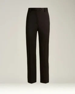 TAPERED TROUSERS IN STRETCH VIRGIN WOOL DARK BROWN