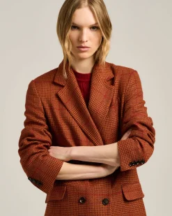 TERRACOTTA DOUBLE-BREASTED SILK AND CASHMERE JACKET
