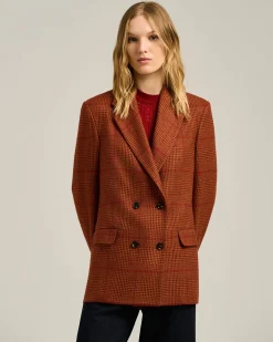 TERRACOTTA DOUBLE-BREASTED SILK AND CASHMERE JACKET