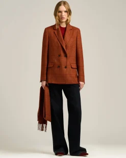 TERRACOTTA DOUBLE-BREASTED SILK AND CASHMERE JACKET