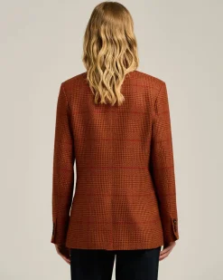 TERRACOTTA DOUBLE-BREASTED SILK AND CASHMERE JACKET