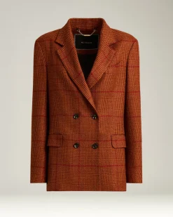TERRACOTTA DOUBLE-BREASTED SILK AND CASHMERE JACKET