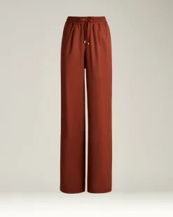 TERRACOTTA WOOL PALAZZO TROUSERS WITH ELASTIC WAIST