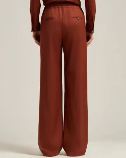 TERRACOTTA WOOL PALAZZO TROUSERS WITH ELASTIC WAIST