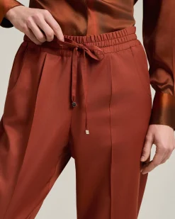 TERRACOTTA WOOL TROUSERS WITH ELASTIC WAIST