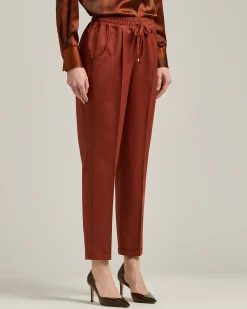 TERRACOTTA WOOL TROUSERS WITH ELASTIC WAIST
