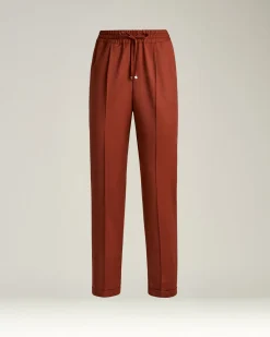 TERRACOTTA WOOL TROUSERS WITH ELASTIC WAIST