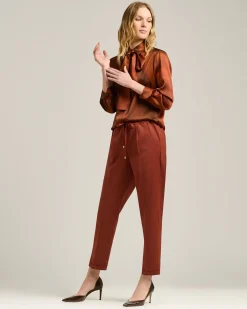 TERRACOTTA WOOL TROUSERS WITH ELASTIC WAIST