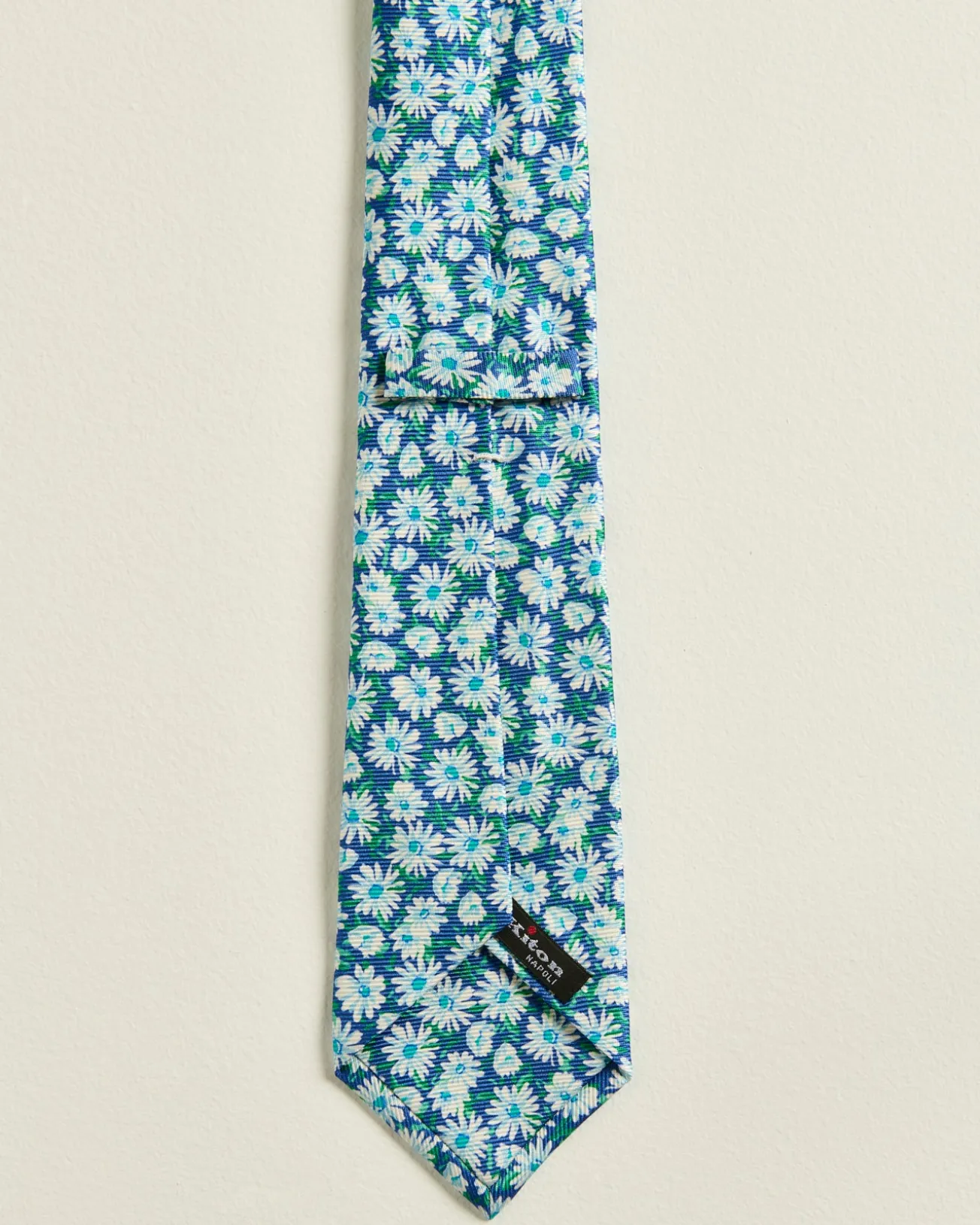 TIE IN PURE SILK MICRO FLORAL PATTERN BLUE GREEN