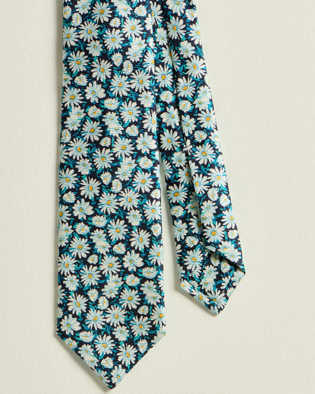 TIE IN PURE SILK MICRO FLORAL PATTERN BLUE GREEN