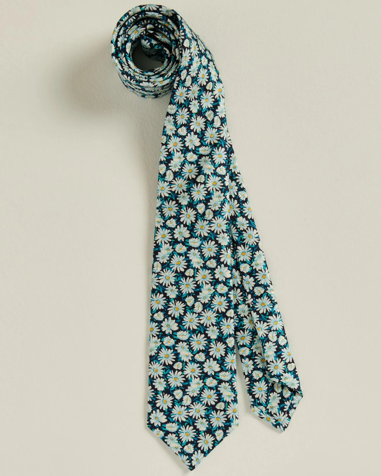 TIE IN PURE SILK MICRO FLORAL PATTERN BLUE GREEN