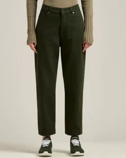 TROUSERS IN STRETCH COTTON DARK GREEN