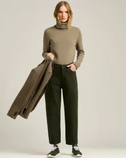 TROUSERS IN STRETCH COTTON DARK GREEN