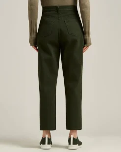 TROUSERS IN STRETCH COTTON DARK GREEN