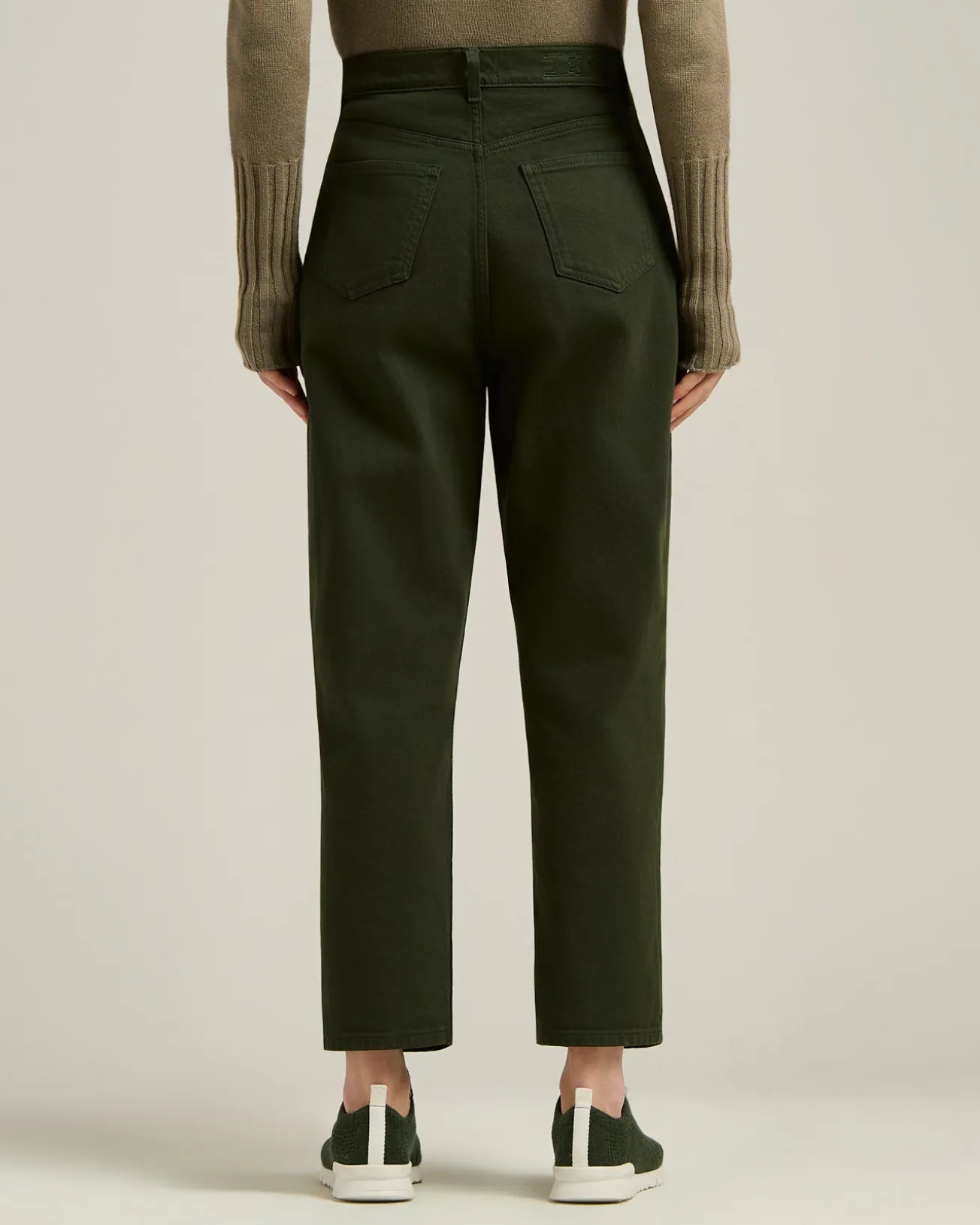 TROUSERS IN STRETCH COTTON DARK GREEN
