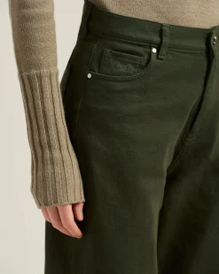 TROUSERS IN STRETCH COTTON DARK GREEN