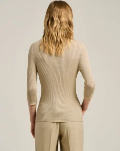 TURTLENECK SWEATER BEIGE WITH THREE-QUARTER SLEEVES