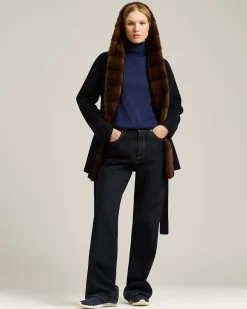 TURTLENECK SWEATER IN CASHMERE AND SILK SAPPHIRE BLUE