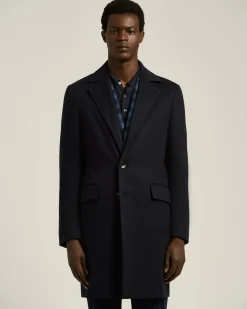 UNLINED OVERCOAT IN PURE BLUE CASHMERE