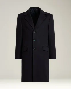 UNLINED OVERCOAT IN PURE BLUE CASHMERE