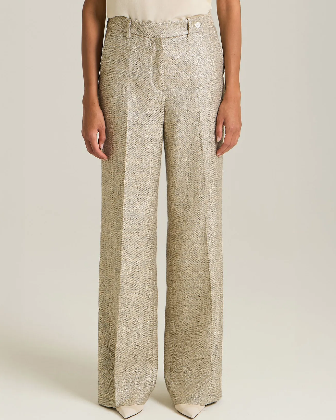 VISCOSE LAMÉ EFFECT TROUSERS