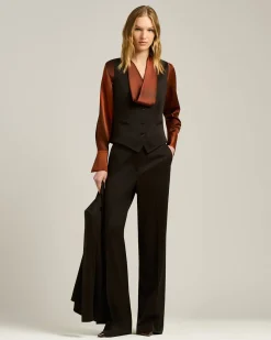 WAISTCOAT IN STRETCH VIRGIN WOOL DARK BROWN