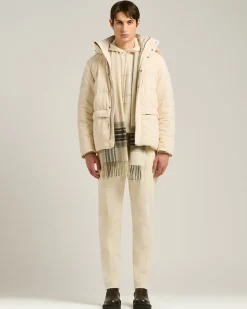 WHITE RIBBED PURE CASHMERE HOODIE