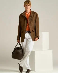 WHITE STRETCH COTTON FIVE-POCKET TROUSERS