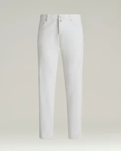 WHITE STRETCH COTTON FIVE-POCKET TROUSERS