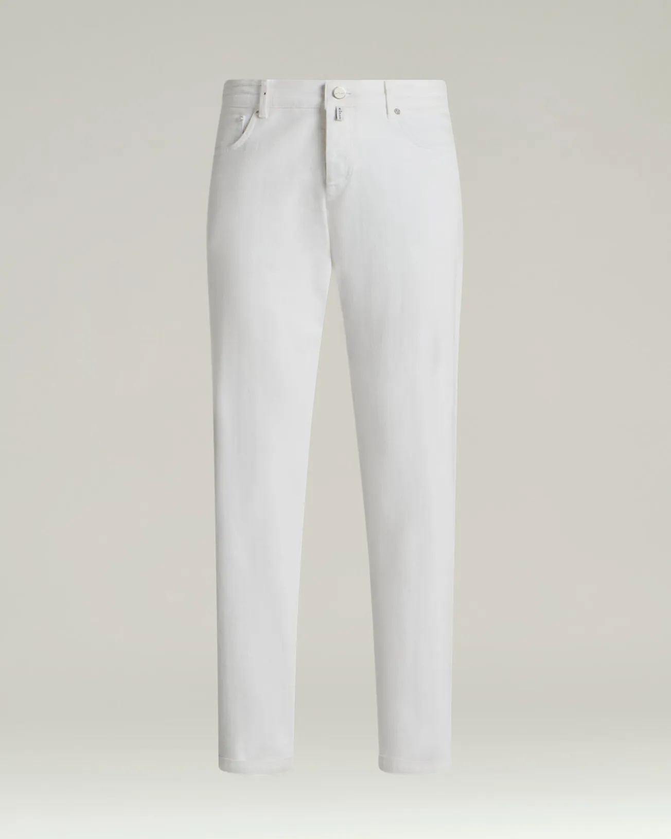 WHITE STRETCH COTTON FIVE-POCKET TROUSERS