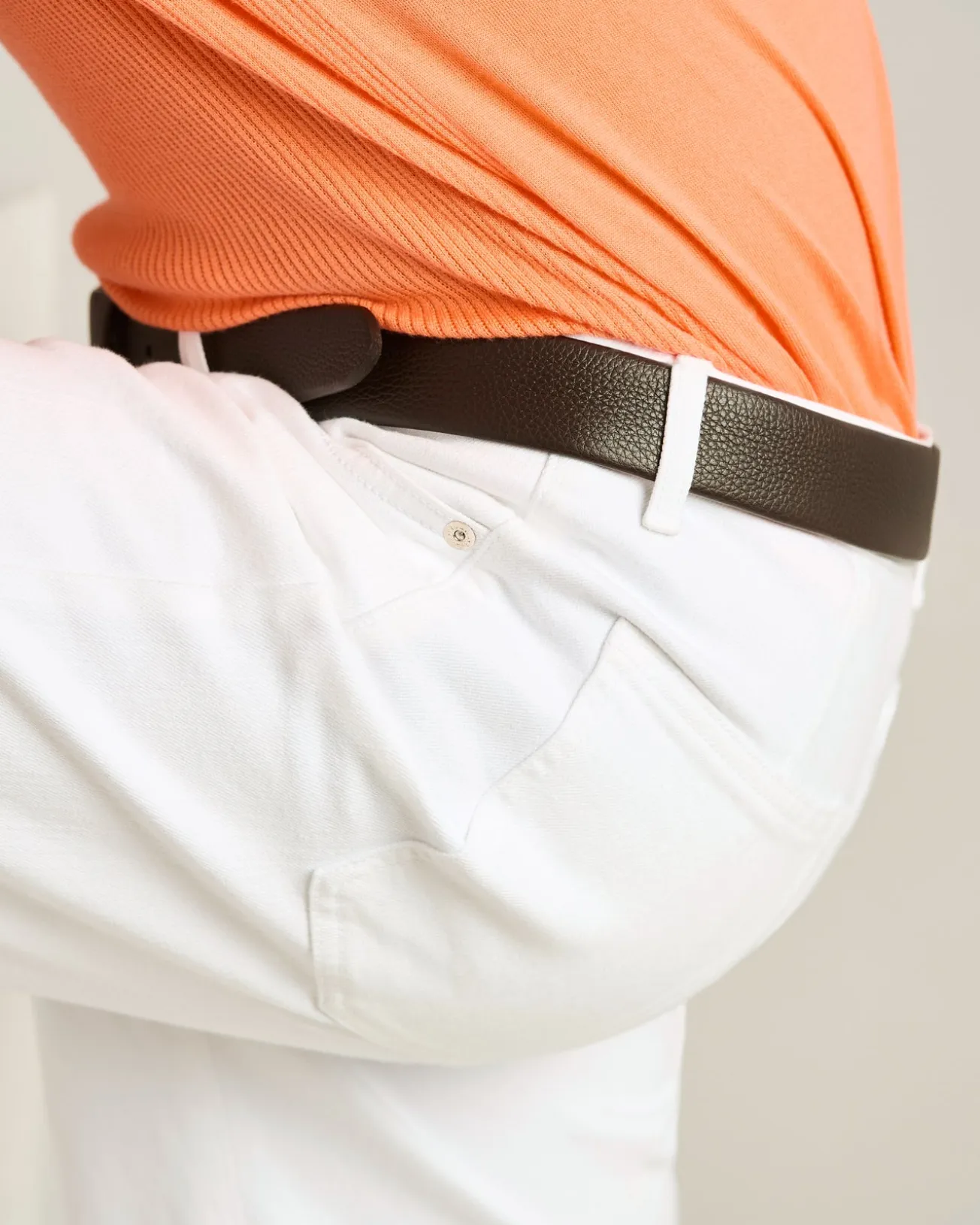 WHITE STRETCH COTTON FIVE-POCKET TROUSERS