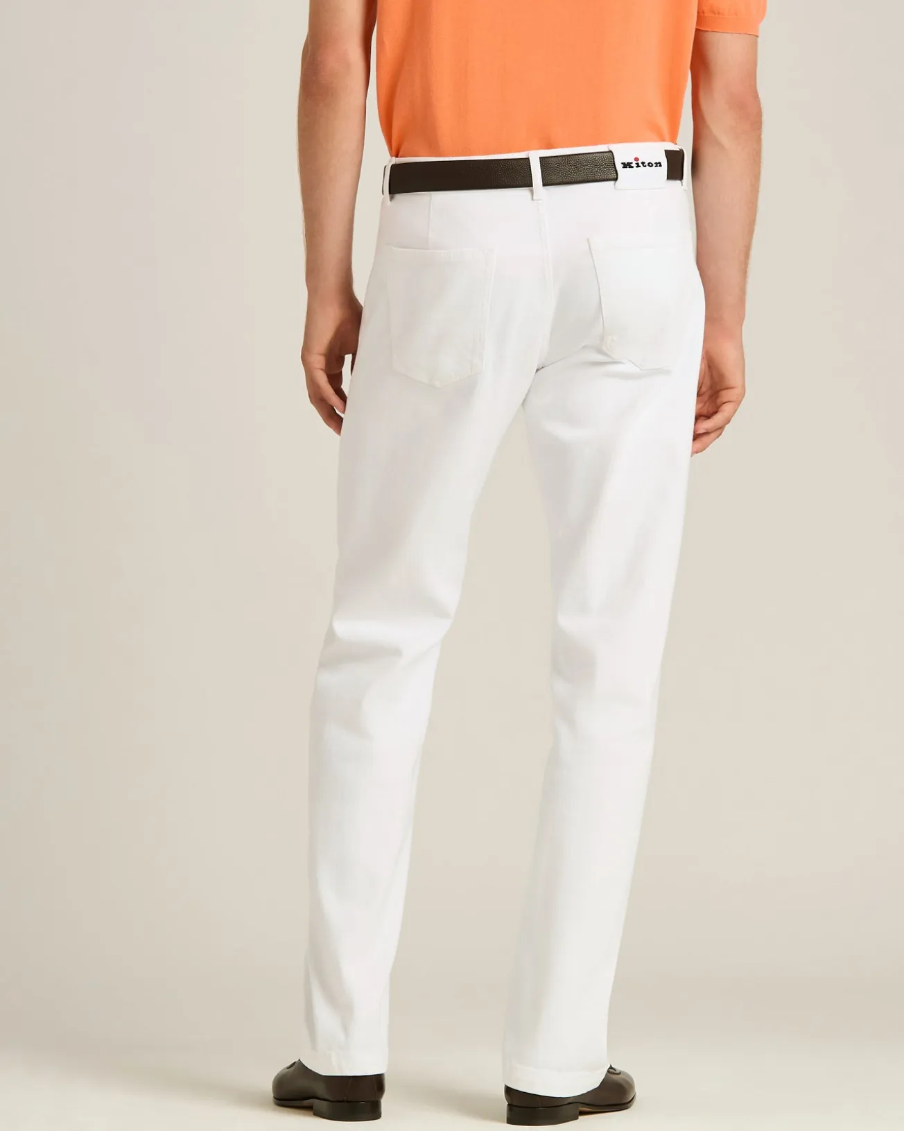 WHITE STRETCH COTTON FIVE-POCKET TROUSERS