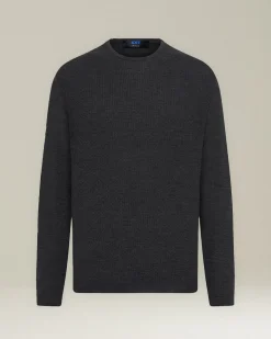 WOOL AND SILK BLEND CREW NECK JUMPER