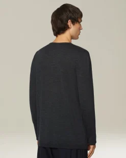 WOOL AND SILK BLEND CREW NECK JUMPER