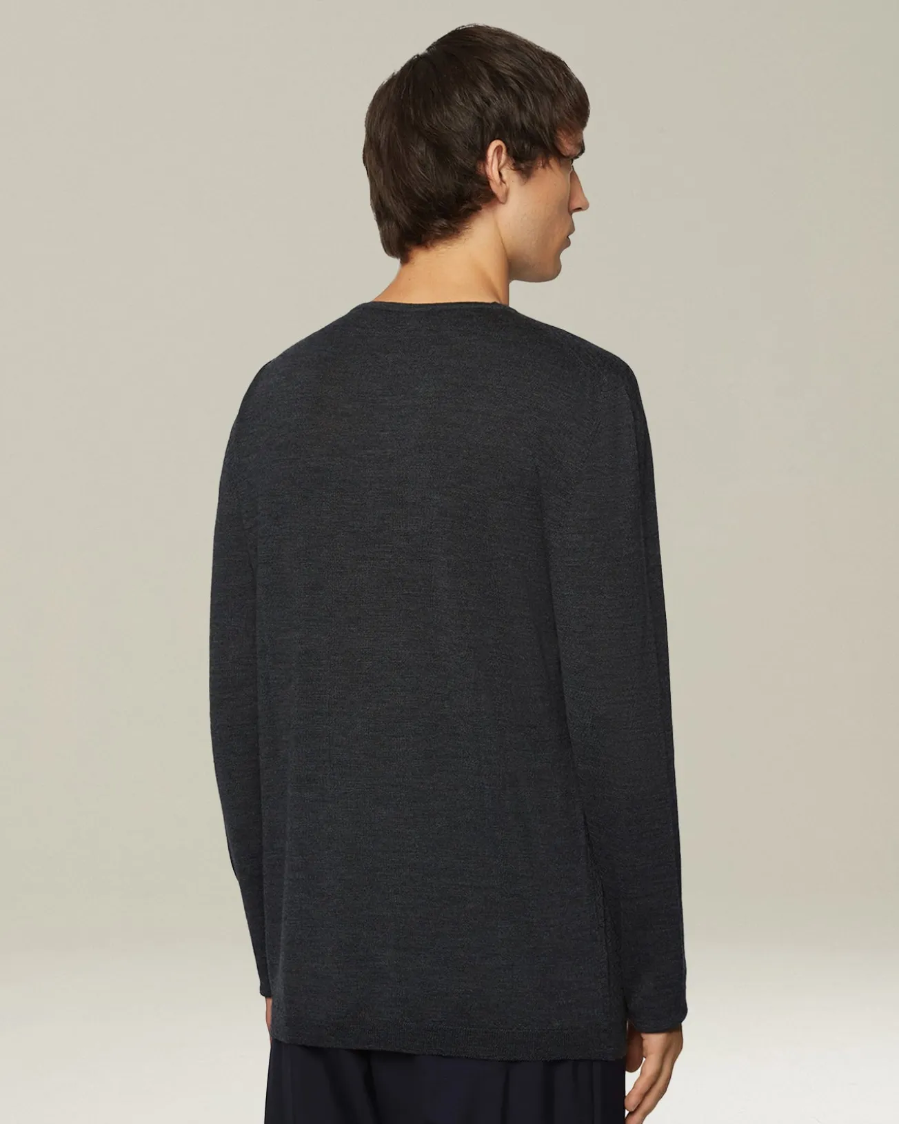 WOOL AND SILK BLEND CREW NECK JUMPER